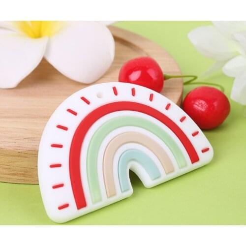 2021 New Silicone Rainbow Tooth Gel Baby Teether Infant Newborn Chews Pacifier Chain Early Learning Toys