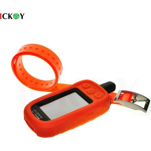 Silicone Protect Case Skin for Garmin Alpha 100 Alpha100 + Dog Collar Orange Strap for Garmin TT-15 TT15 Accessories