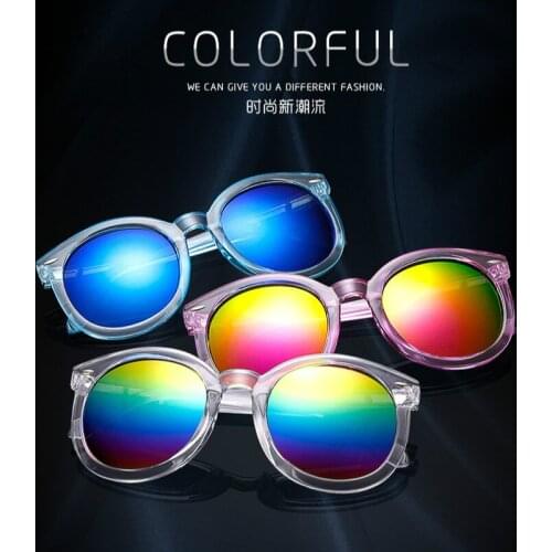 Star with the same paragraph rice nail new arrow transparent color film sunglasses Korean fashion round frame sunglasses 2020