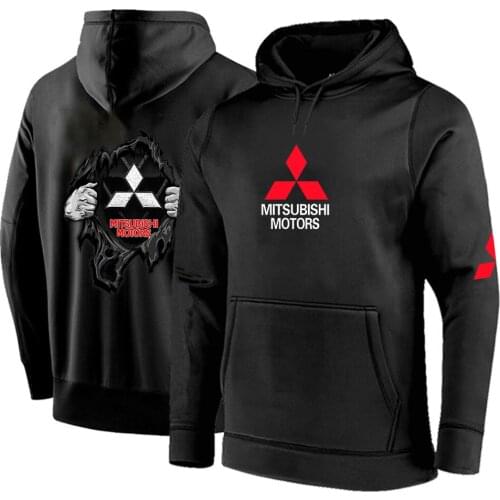 2021 Winter Mitsubishi Motors Fashion Thick Fleece Sweatshirt Mens Hip Hop Long Sleeve Hoodies Male Autumn Solid Color Clothes