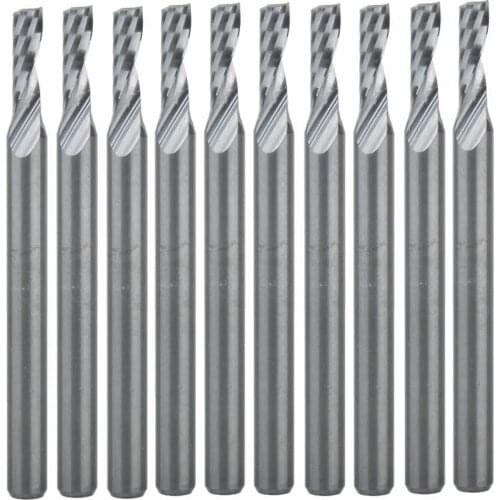 10pcs 3.175x2.5x8mm Carbide Single Flute Spiral Bit High Durability Pack
