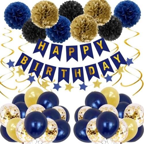 Birthday Decorations , Birthday Balloons for Happy Birthday Banner with Start Bunting, Birthday Party Decorations