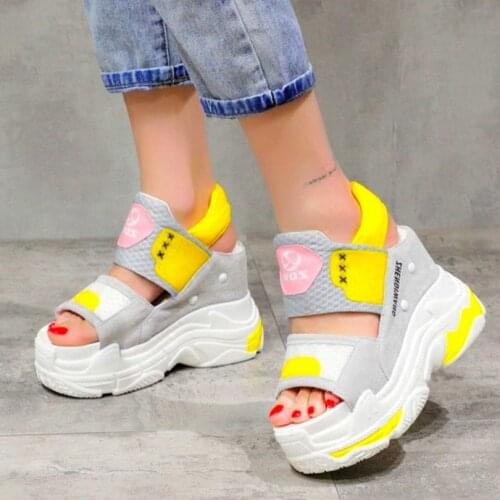 Party Pumps Womens Leather Sandals Platform Wedge High Heels Open Toe Cutout Summer Casual Part Shoes Pumps Beach Shoes