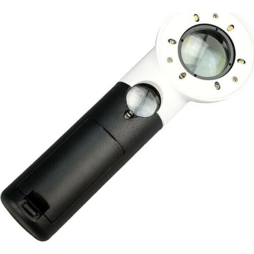 High Power 16X 30X Plastic Hand Holding Magnifier With LED Lighting Magnifying Glass Jewelry Jewel Loupe Reading Night
