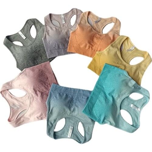 7 Colors Ombre Energy Seamless Sports Bra for Women Push Up Yoga Bra Gym Crop Top Racerback Workout Bra Fitness Tops Active Wear