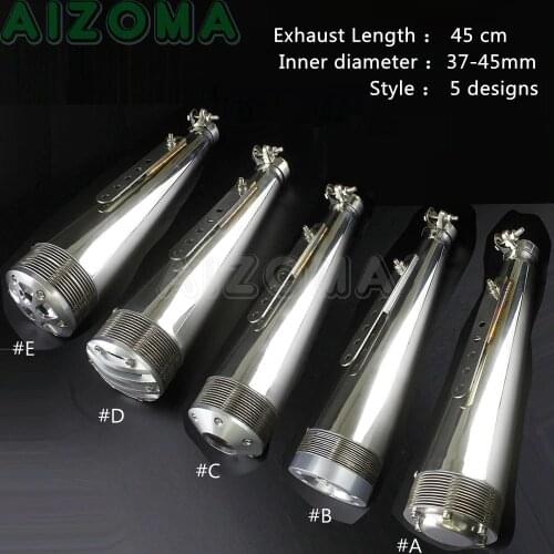 1X Chrome Motorcycle Retro Muffler Exhuast Pipes For Harley Sportster Cafe Racer Triumph Scrambler 37-45mm Universal Sliencers