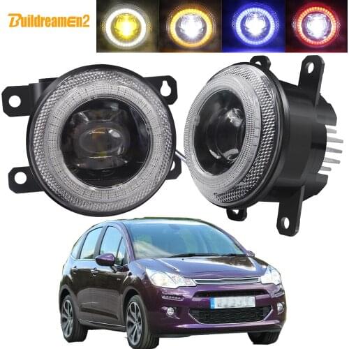 2 Pieces Car Fog Light Assembly LED Lens Angel Eye Daytime Running Lamp DRL 30W H11 12V For Citroen C3 FC_ Hatchback 2005-2010