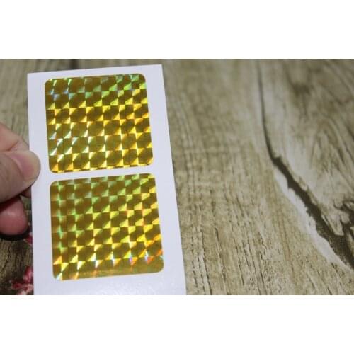 2cm Gold Hologram square stickers