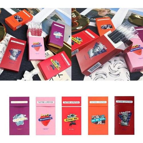 20pcs/set Lipstick Cigarette Case Cotton Swab Lipsticks Microbrush Long Lasting Waterproof Disposable Brushes Swab Lipstick