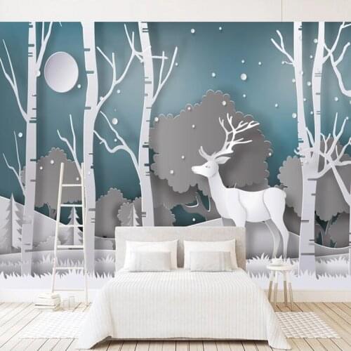 Custom 3D Wall Murals Abstract Forest Elk Modern Living Room Bedroom Background Wall Painting Waterproof Canvas Mural Wallpaper