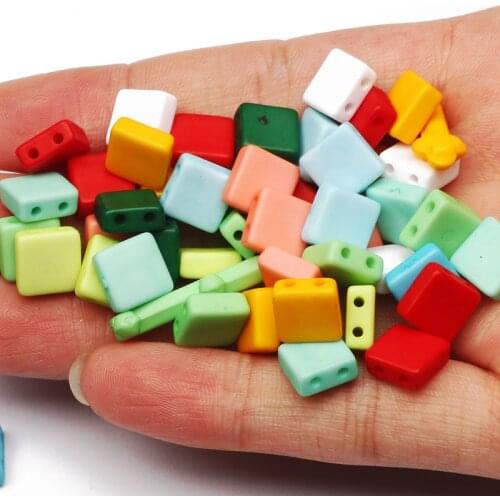 50/100pcs Square Mix Color Double Hole Acrylic Spacer Beads 9x9mm Loose Beads For DIY Jewelry Design Charm Bracelet Accessories
