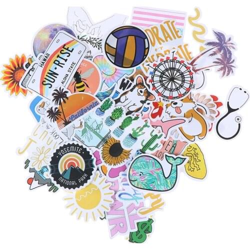 50 PCS Cartoon Simple Girls Kawaii Stickers For Chidren Toy Waterproof Sticker to DIY Laptop Bicycle Helmet Car Decals