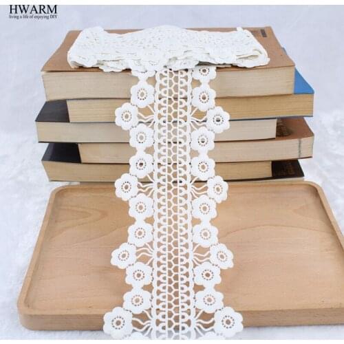 African lace fabric ribbon wedding decoration trim DIY 2yard New water-soluble hollow milk curtain lace white lace mesh embroide