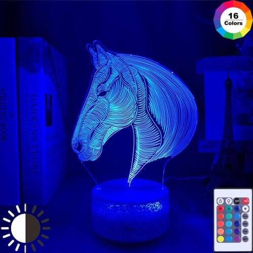 Acrylic Horse Lamp Colorful Animal Model 3D Night Light LED Touch Remote Table Lamp Home Decoration Child Holiday lamp Kids Toys