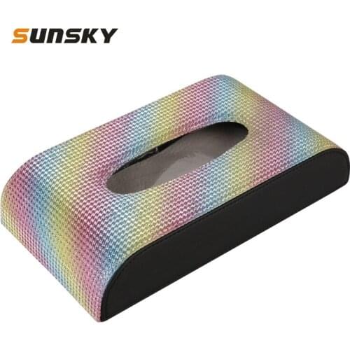 Car Tissue Storage Bag Imitation Diamond Leather Home Table Tissue Storage Box
