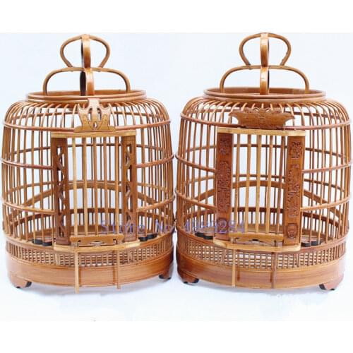 Bamboo Handmade Small Canary birdcage Bird house box Home Decoration Hanging ornament Feeding birds nest hoose outdoor
