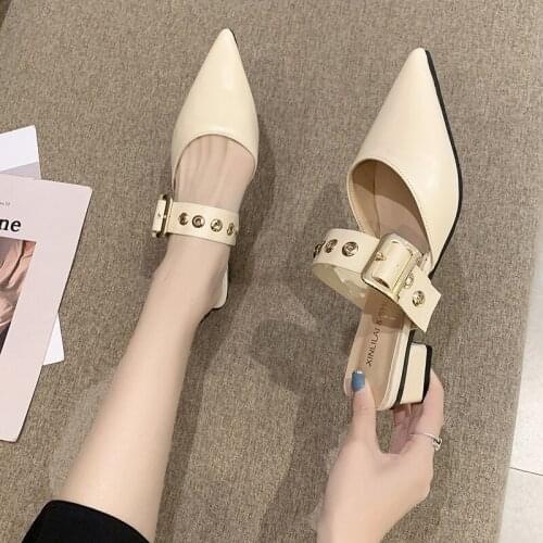 Summer New Womens Shoes Pointed Thick High Heel Womens Sandals Ladies Shoes Zapatos De Mujer High-heel Luxury Women Shoes