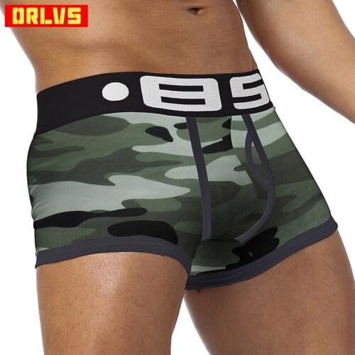 Brand Men Underwear Sexy Men Boxer Camouflage Printed Cueca Shorts Soldier Color Breathable Cotton U Convex Boxers Homme Tide