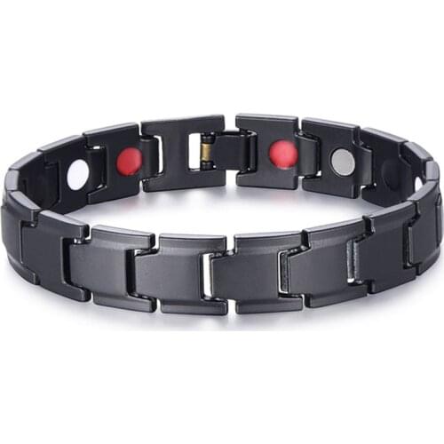 Hologram Germanium Magnetic Therapy Bracelet healing Mens Black Tourmaline Energy Balance Bracelets Health Care Jewelry 60 off