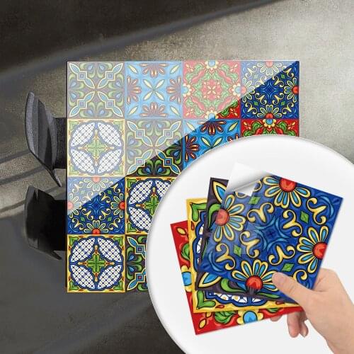 Spanish Ceramics Bathroom Wall Tile Stickers Waterproof Self adhesive Wallpaper For Furniture Cabinet