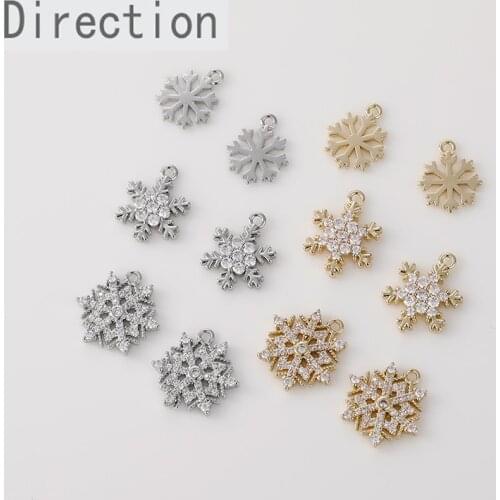 14K gold-clad copper-plated gold inlaid zircon crystal snowflake pendant diy earrings necklace handmade material accessories
