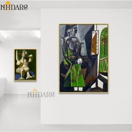 Green Style Abstract Characters Canvas Painting Abstract Art Print Decoration Wall Picture for Living Room Home Decor