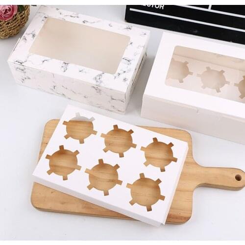 2/4/6 hristmas Holes Cupcake Chocolate Cookie Boxes Packaging Baking Box Pastry Kraft Paper