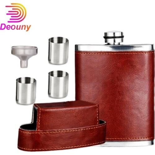 Leather Hip Flask A Bottle Of Whiskey Original Pockets Liquor Patches Groomsman Gifts 8OZ Flask For Alcohol Stainless Steel