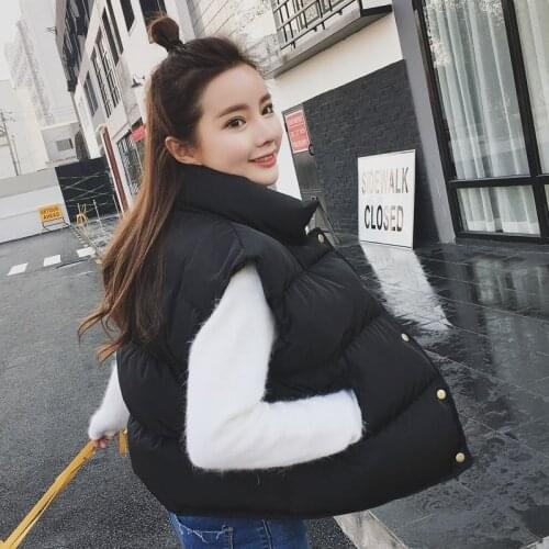 Jacket Vest Loose Short Autumn Winter Clothes Black Cotton Vest Cotton Vest Womens Cotton-Padded Clothing Coat Chaleco Mujer