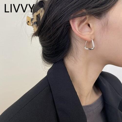 LIVVY Silver Color Irregular Triangle Shape Earrings for Women New Arrival Simplicity Fashion Jewelry Accessories