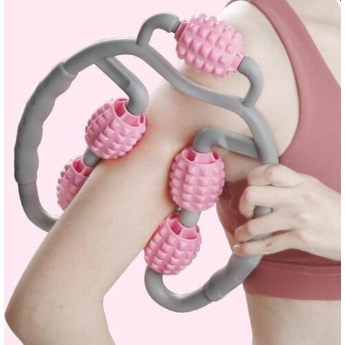 Massage Roller U Shape Trigger Point Yoga Roller for Arm Leg Neck Muscle Tissue Fitness Gym Pilates Sports 5 Wheel Yoga Blocks