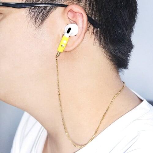 Metal lanyard Anti Lost Strap Magnetic String Rope For AirPods Pro Strap Soft Silicone Headset Hanging holder For AirPods