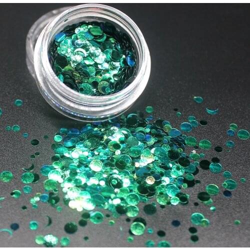 Fashion DIY Dark Green Round Ultrathin Sequins Nail Polish Long-Lasting Nail Polish Girl Cute Nail Art Decoration Tool 12 Color