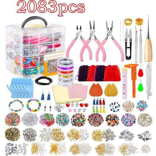 2083PCS Jewelry Making Supplies Kit Accessories with Storage Box Beads Charms Findings Beading Wire Plier for DIY Making Jewelry