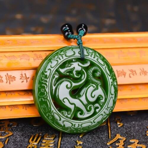 Natural Green Animal Jade Pendants Hand Carved Jadeite Pendant Fine Necklace for Women Men Fashion Jewelry Chain Accessories