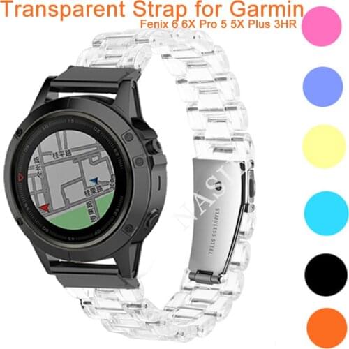 26 22 20mm Watchband For Garmin Fenix 6 6X Pro 5 5X Plus 3HR Transparent Band Fenix6 Fenix5 Watch Quick Release Wrist Strap