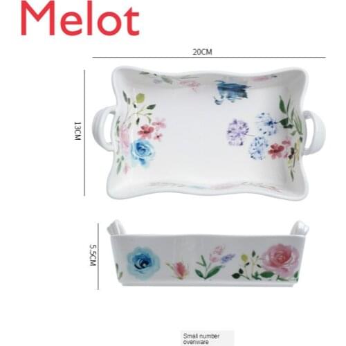 Hand-Painted Personalized Creative Style Flower Summer Shengshi Ceramic Household Baking Tray Fruit Plate Pastoral Style