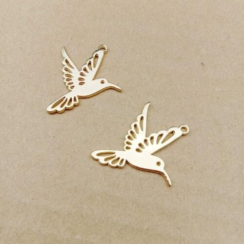 10pcs 25X28mm Korean jewelry accessories gold golden Hummingbird Bird charms Earrings Necklace Pendant handmade DIY material