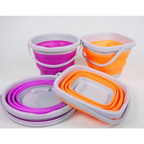 Collapsible Bucket Portable Folding Bucket Lid Silicone Car Washing Bucket Children Outdoor Fishing Travel Camping Home Storage