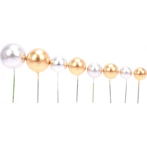 Gold/Silver Foam Ball Cake Topper Birthday Cake Topper Dessert Ornaments For Birthday Cake Baking Decorative Cake Props 2cm-4cm
