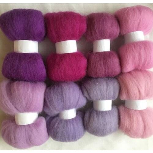 WFPFBEC DIY 70s 100% wool fiber white black 8colors 10g/bag wool for needle felting handle tools set wool roving