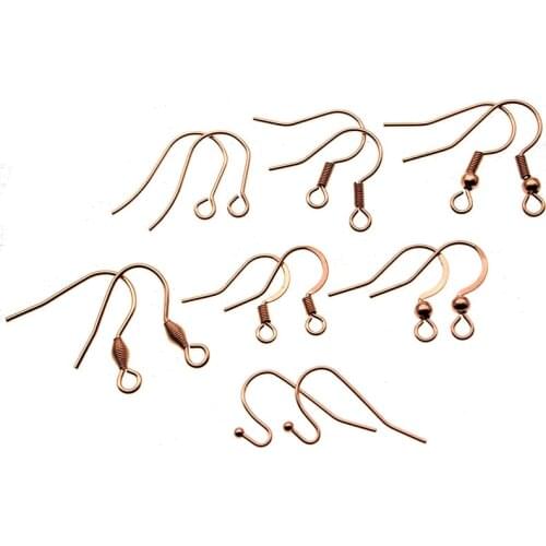 50pcs/lot Rose Gold 316L Surgical Stainless Steel Earring Hooks Jewelry Findings Components Ear Wire Clasps for Jewelry Making
