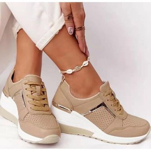 2021 New Spring and Summer Fashion Women Shoes Femme Mesh Platform Wedges Shoes Light Breathable Casual Shoes Zapatillas Mujer