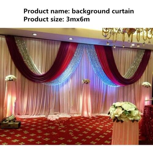 10ft*30ft (3m*6m)wedding backdrop curtain wedding drapes backdrop with sequin swag for event party banquet stage background