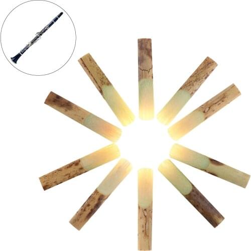 10pcs Professional Durable Bamboo bB Clarinet Reeds Strength 2.5 for Clarinet Mouthpiece Parts Traditional Bamboo Reed