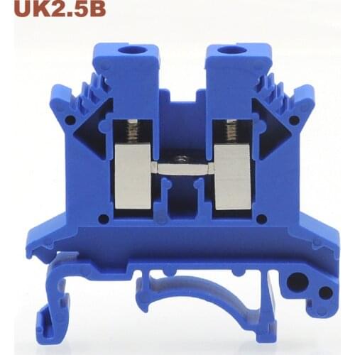 50pcs Blue UK2.5B Din Rail Universal Terminal Block Screw Type Wire Cable Electrical Terminal Block Connector Copper UK-2.5B 32A