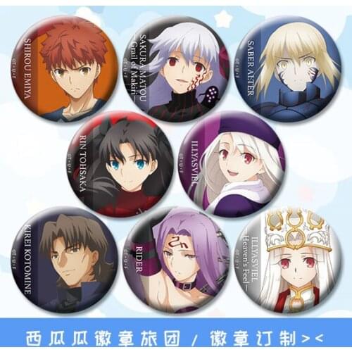 58mm Fate stay night fgo anime badge Saber Brooch Iron Round Icons