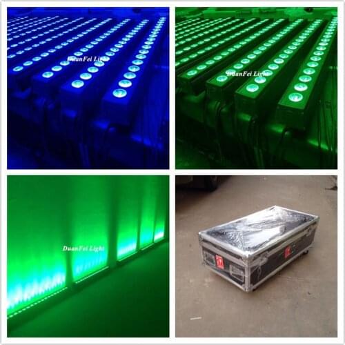 8pcs+Flightcase) led landscape wall light rgbw dmx led wall washer bar 18x10w flood led light wash projector decorator