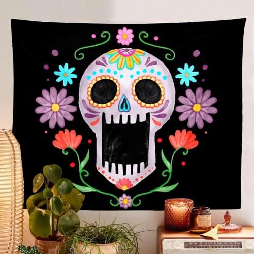 Abstract Color Skull Tapestry Hanging Cloth Living Room Bedroom Psychedelic Home Background Wall Decoration Cloth
