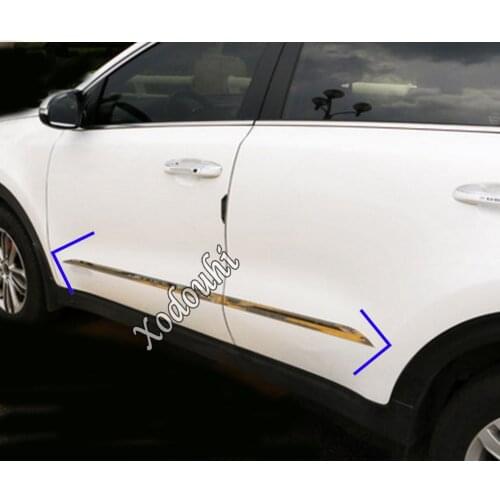 Car Sticker Styling Detector Stainless Steel Side Door Body Trim Strip Molding Parts 4pcs For Kia Sportage KX5 2019 2020
